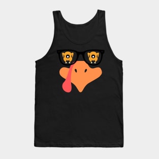 Funny Turkey face thanksgiving with glasses family reunion friend thanksgiving food thanksgiving day Tank Top